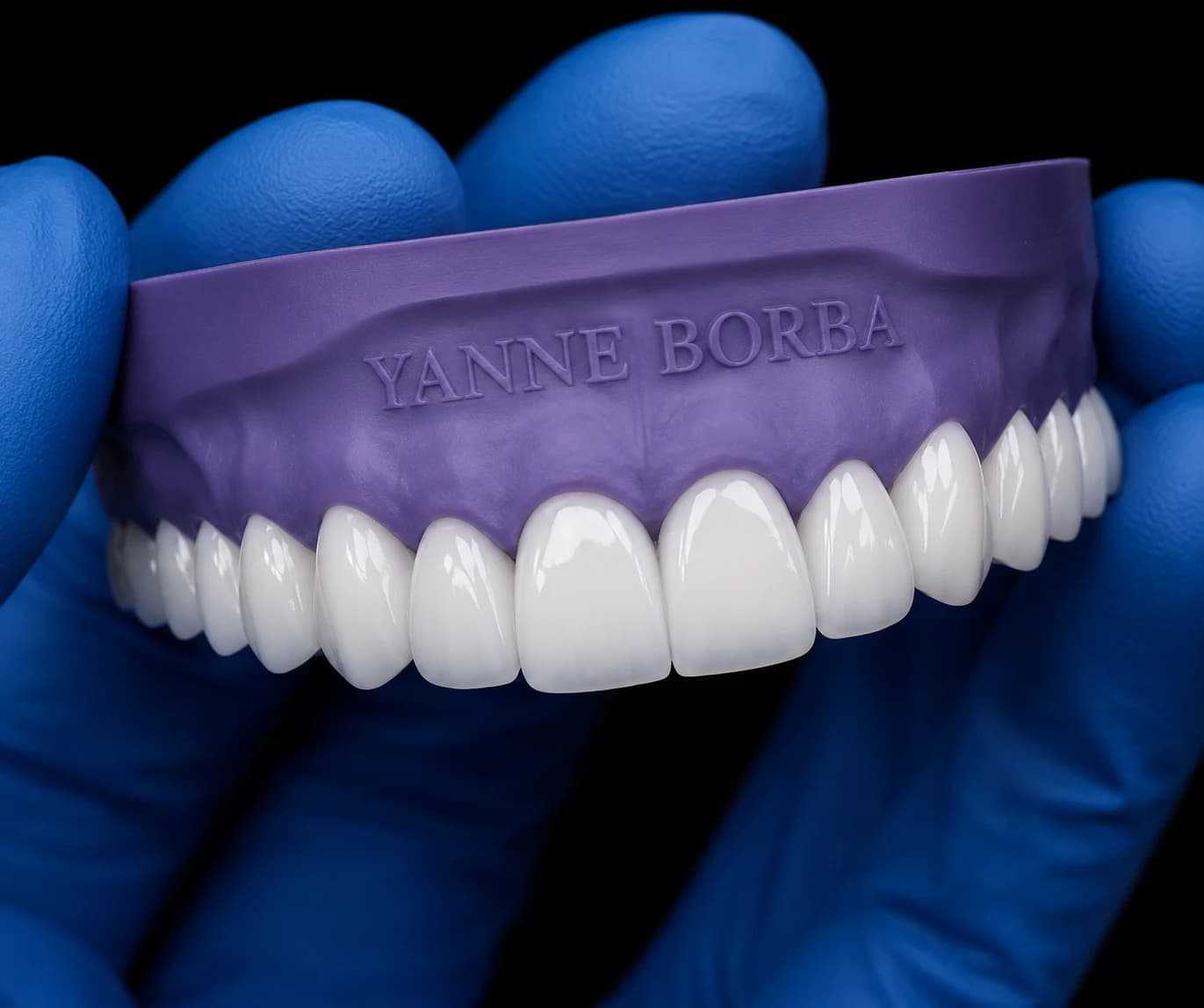 Modelo laboratorial com facetas de porcelana individualizadas